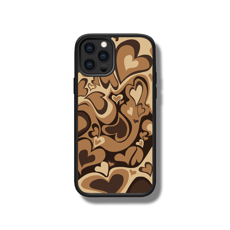 iPhone系列 【旋轉愛心】塗鴉彩繪系列防摔殼,共6色 黑邊TPU+鋁片二合一殼體 防摔、防塵、防刮花