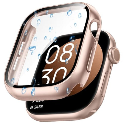 原版玫瑰金 顏色 Apple Watch Series 11/10 46mm 防水鋼化玻璃保護殼