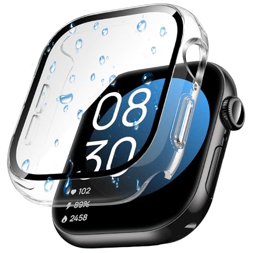 霧面透明 顏色 Apple Watch Series 11/10 46mm 防水鋼化玻璃保護殼