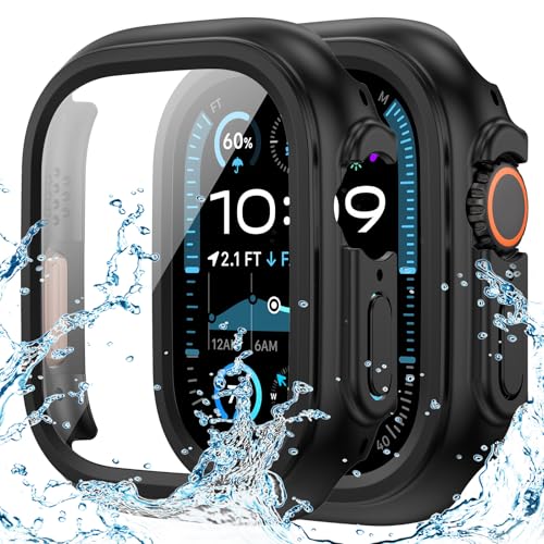 黑色 顏色 Apple Watch Series 11/10 46mm 防水鋼化玻璃保護殼