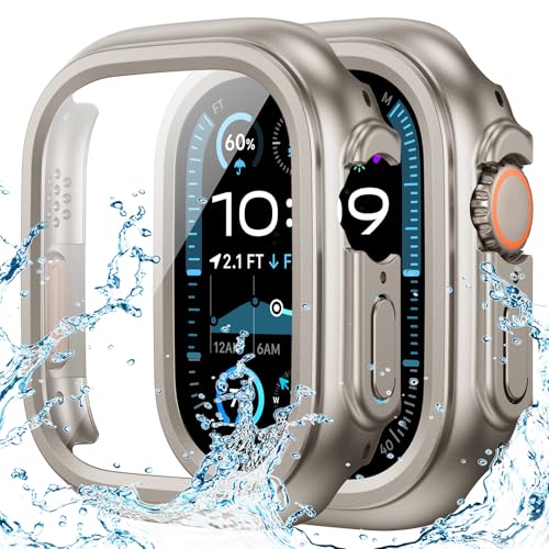 鈦色 顏色 Apple Watch Series 11/10 46mm 防水鋼化玻璃保護殼