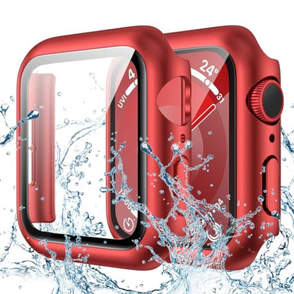 紅色 顏色 Apple Watch Series 11/10 46mm 防水鋼化玻璃保護殼