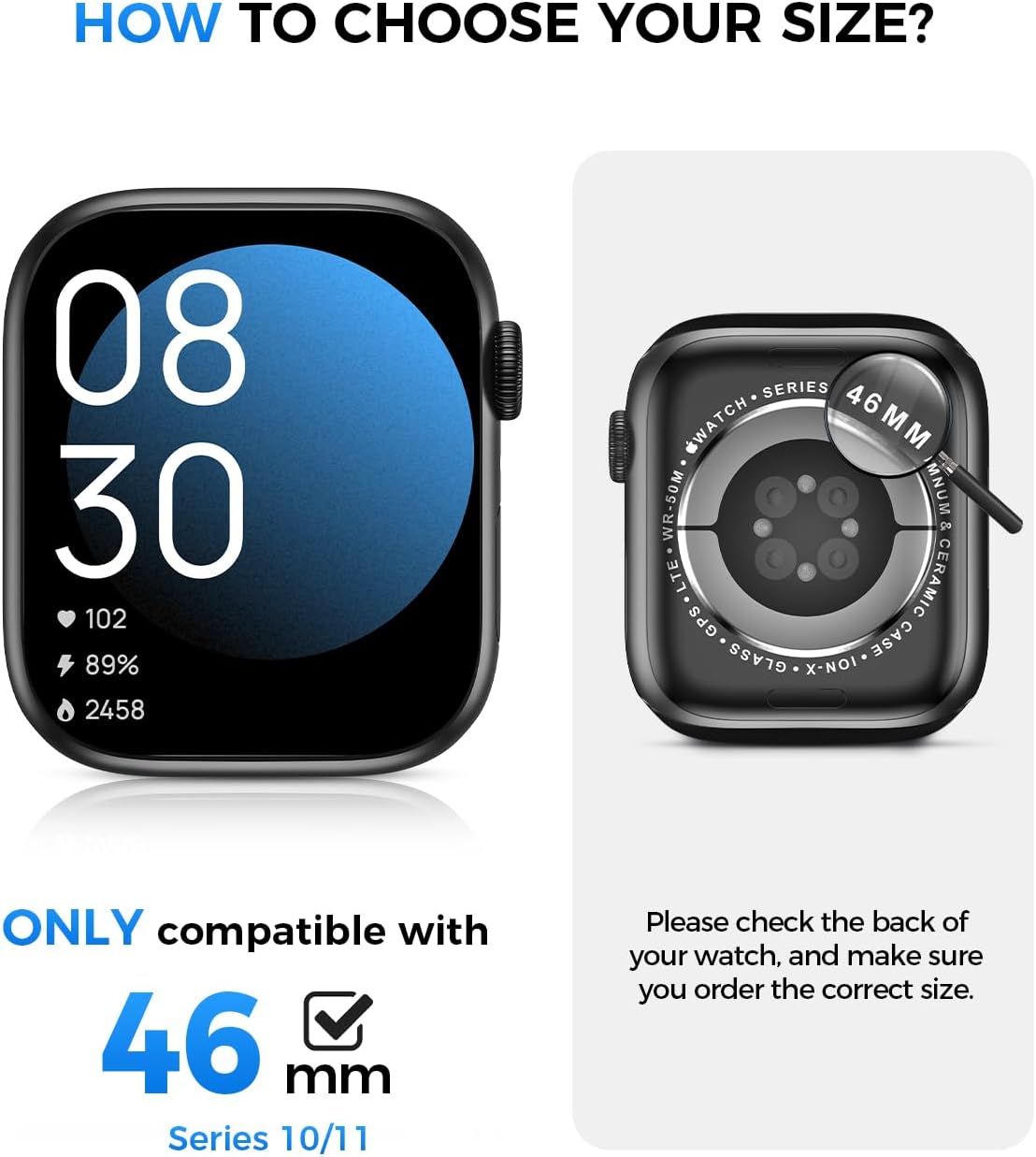 Apple Watch Series 11/10 46mm 防水鋼化玻璃保護殼