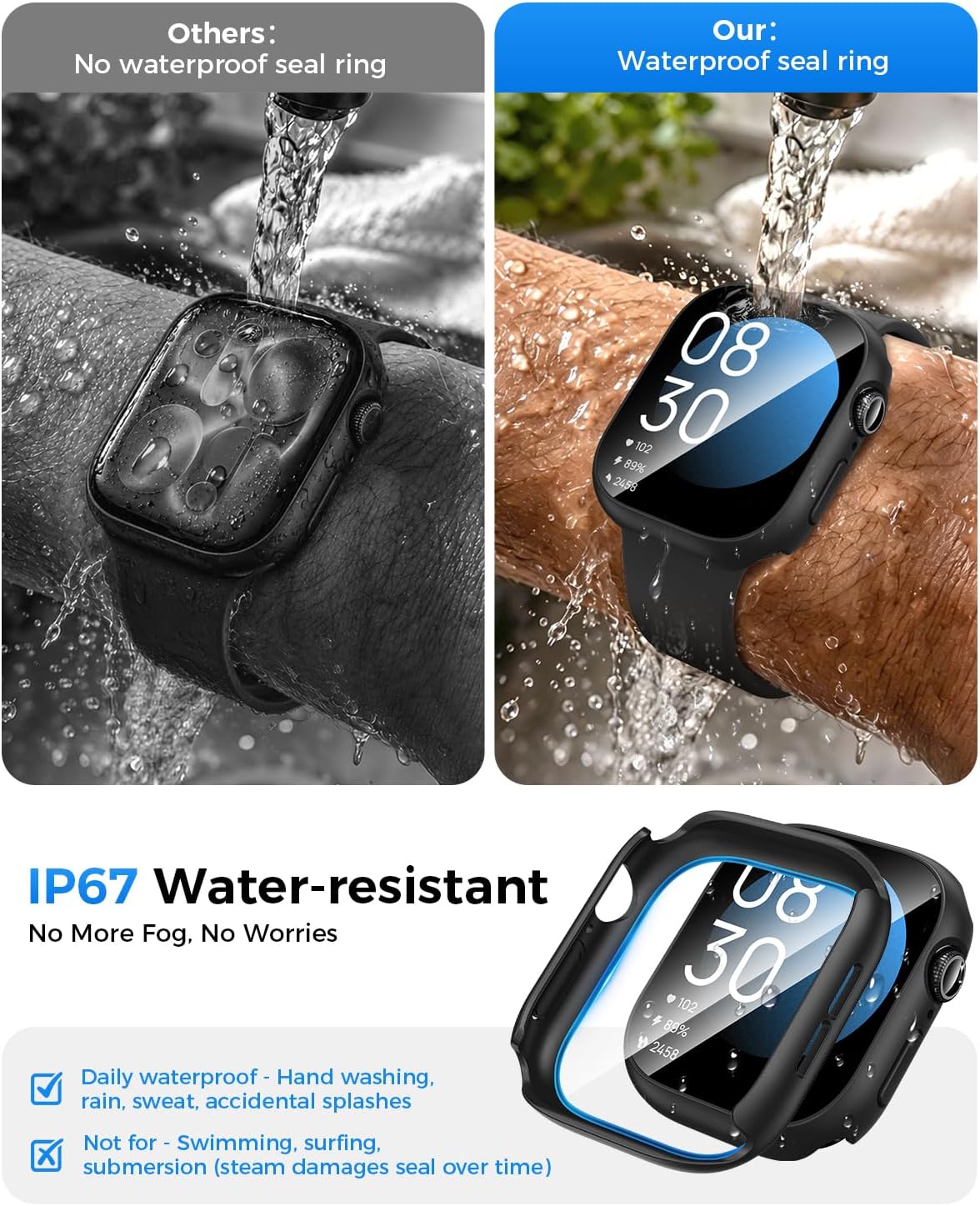 Apple Watch Series 11/10 46mm 防水鋼化玻璃保護殼