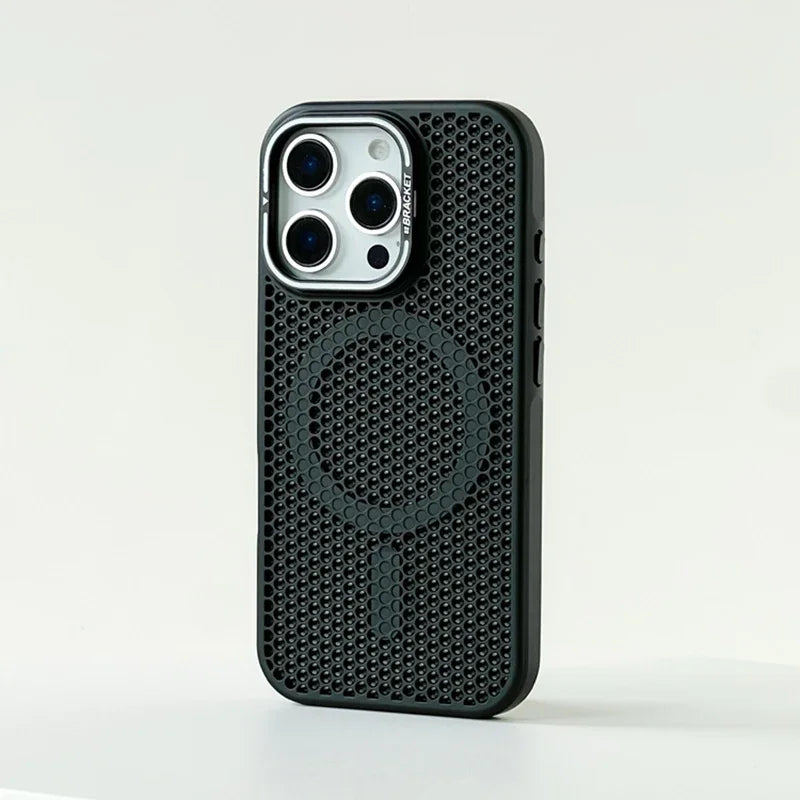 黑色 顏色 磁吸蜂巢散熱防摔殼 適用 iPhone 11–18 Pro Max