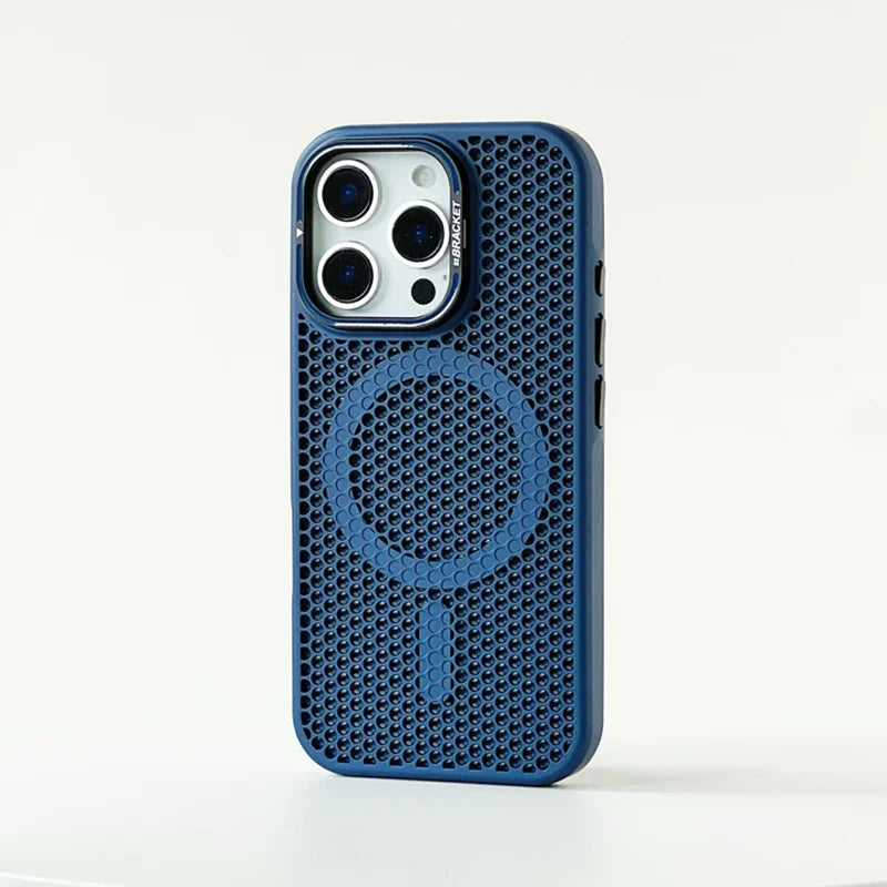 深藍 顏色 磁吸蜂巢散熱防摔殼 適用 iPhone 11–18 Pro Max
