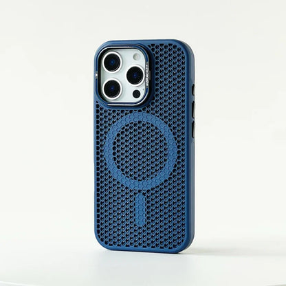 深藍 顏色 磁吸蜂巢散熱防摔殼 適用 iPhone 11–18 Pro Max