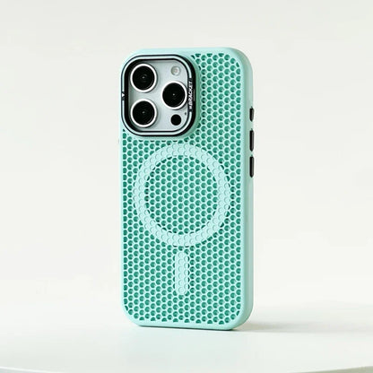 綠色 顏色 磁吸蜂巢散熱防摔殼 適用 iPhone 11–18 Pro Max