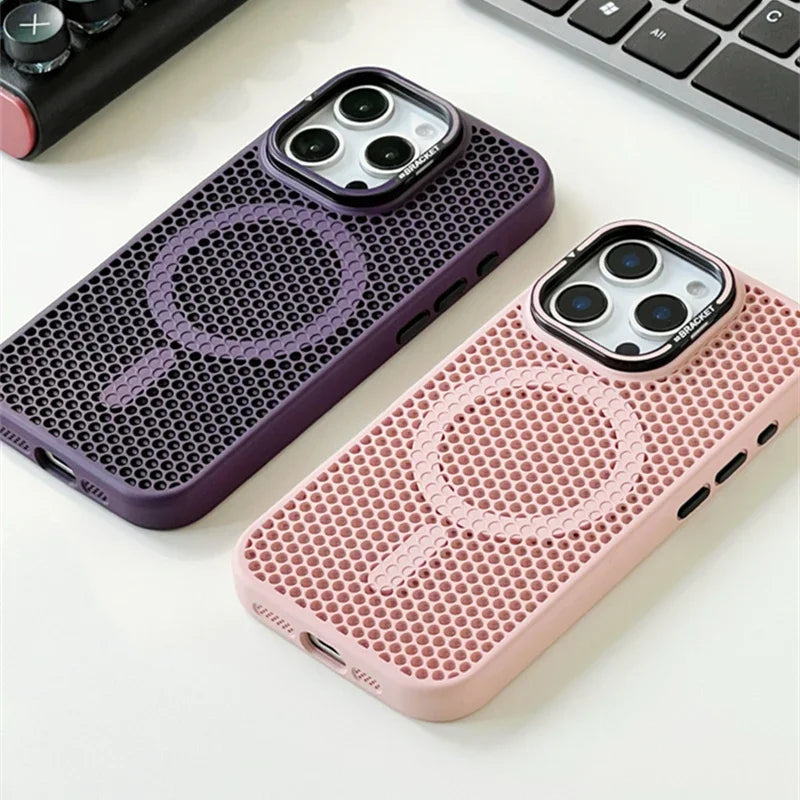 磁吸蜂巢散熱防摔殼 適用 iPhone 11–18 Pro Max