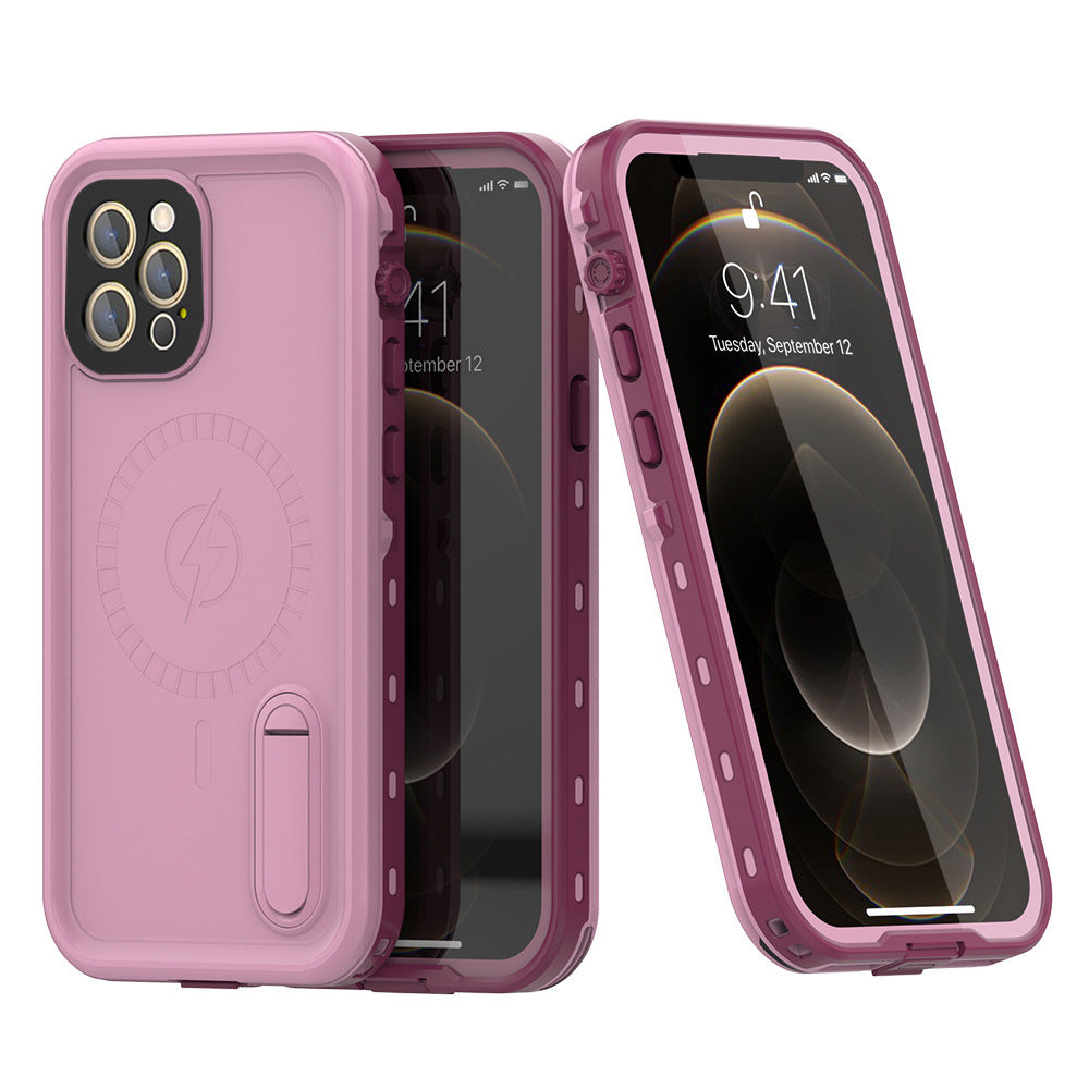 Vp吸血鬼【 X9 magsafe磁吸支架防水盾】iPhone 13系列/12系列 全新磁吸防水殼IP68 軍規防摔+深度3公尺潛水1小時