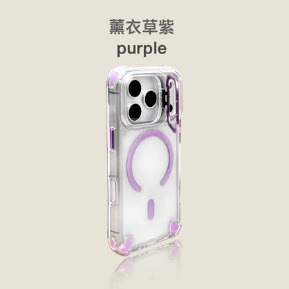 【送金屬鏡頭貼】iphone 金屬鏡頭支架防摔殼 四角加高，氣囊設計 六色可選