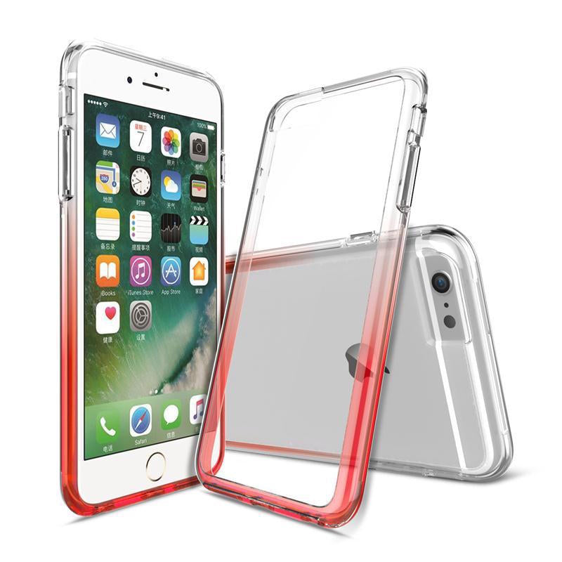 超值優惠組合【漸層彩虹殼 Rainbow case】 iPhone 8 / 8PLUS / 7 / 7PLUS 雙層透明/防摔TPU+PC材質（內含：彩虹殼x1 ＋ 3D康寧滿版玻璃貼＋馬卡龍鏡頭保護套＋HOME鍵環）