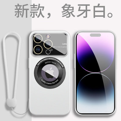 【大視鏡磨砂磁吸殼】極致輕薄防摔殼 4K鏡頭全包，精準防塵網 LOGO透明/適用於 iPhone 15系列14系列13系列12系列