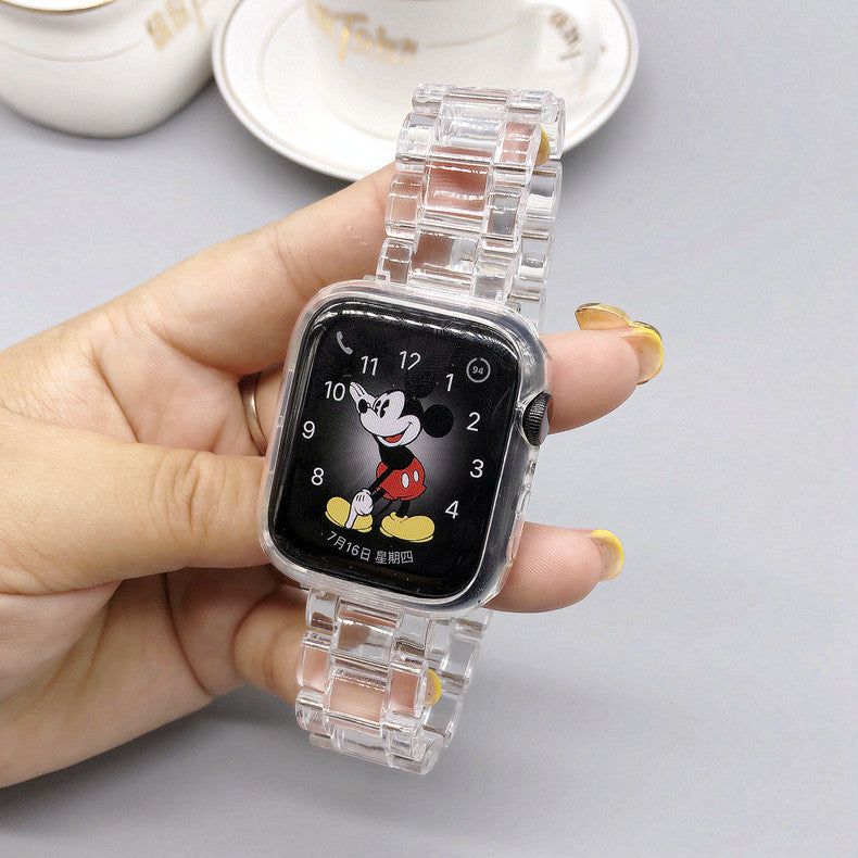 Apple Watch【透明方塊錶帶/透明鋼化玻璃錶殼】冰晶新款 觸控升級