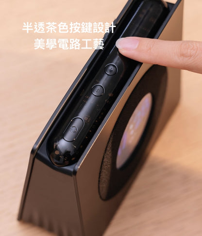 【時光聲活】復古黑膠藍牙音響｜懸浮歌詞+情境燈時鐘