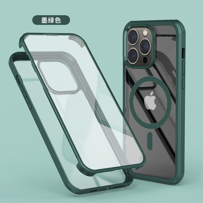 【360全包覆前後玻璃防摔殼】上下包覆，magsafe磁吸圈，/適用於 iPhone 14系列