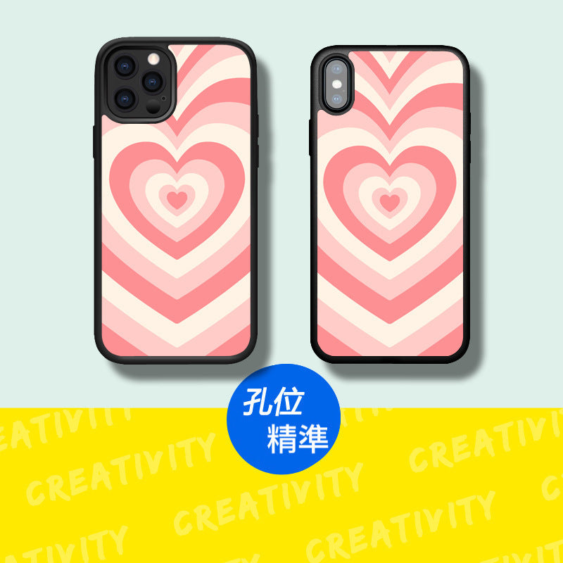 iPhone系列【粉紅愛心】塗鴉彩繪系列防摔殼，黑邊TPU+鋁片二合一殼體 防摔、防塵、防刮花