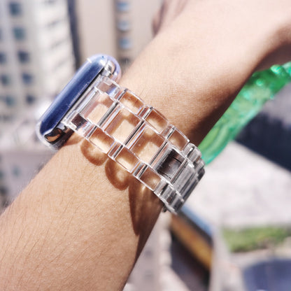 Apple Watch【透明方塊錶帶/透明鋼化玻璃錶殼】冰晶新款 觸控升級
