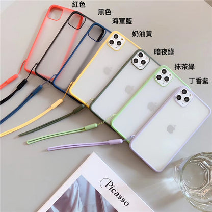 特價$299【馬卡龍吊繩磨砂防摔殼】簡約風格 iPhone11/11pro/11pro max/X/Xr/max/7/7+/8/8+