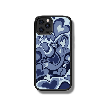 iPhone系列 【旋轉愛心】塗鴉彩繪系列防摔殼，共6色 黑邊TPU+鋁片二合一殼體 防摔、防塵、防刮花