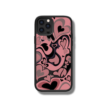 iPhone系列 【旋轉愛心】塗鴉彩繪系列防摔殼，共6色 黑邊TPU+鋁片二合一殼體 防摔、防塵、防刮花