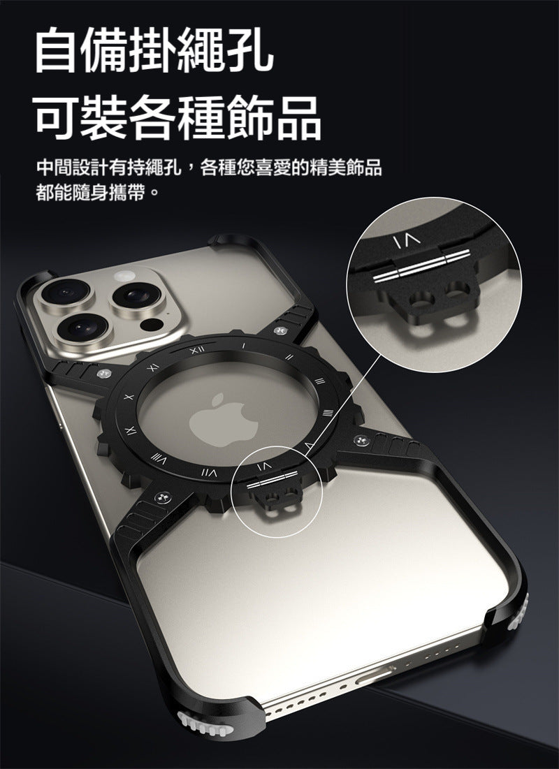 iPhone【X龐克機械齒輪框】 Magsafe磁吸360度旋轉金屬+鋁合金邊框