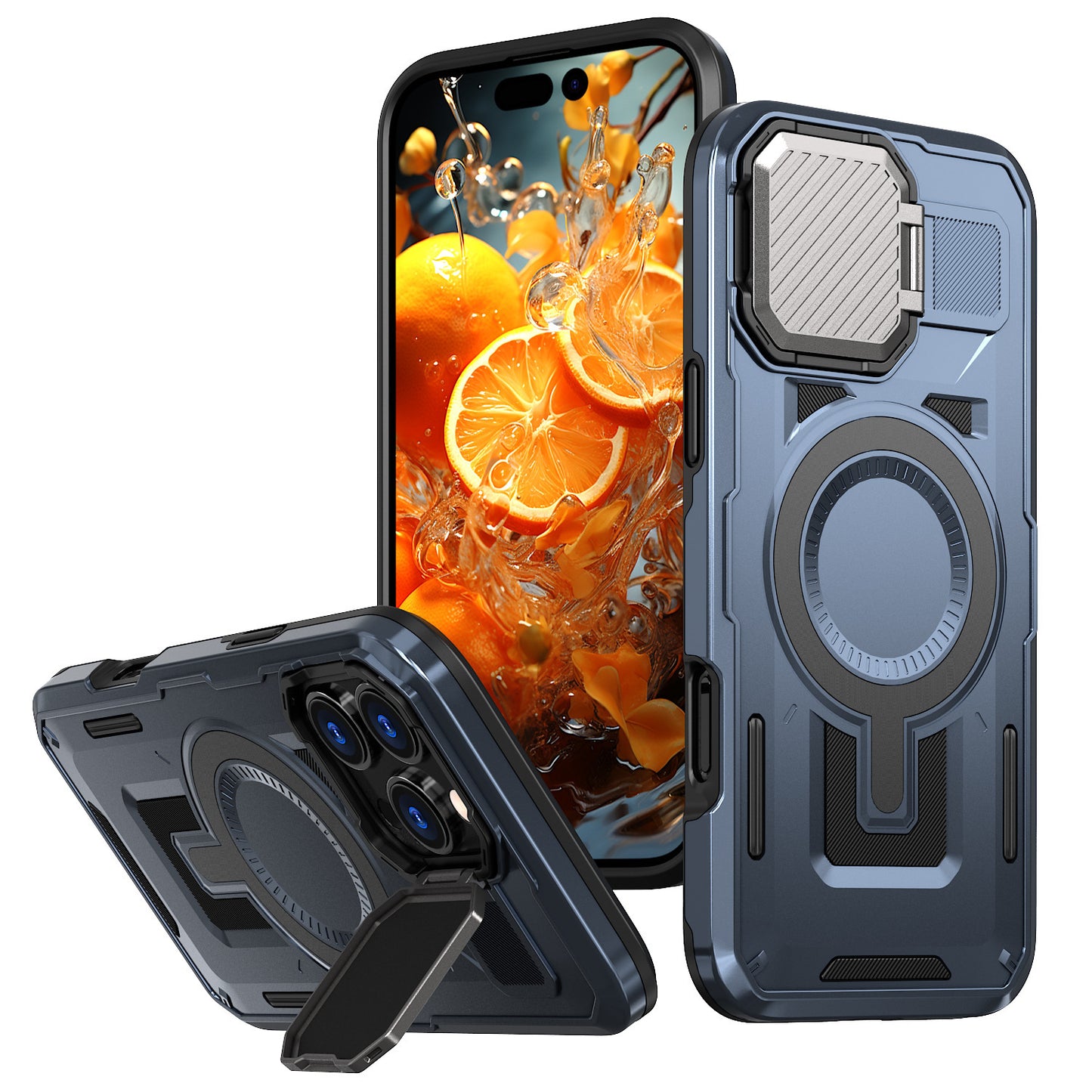 【金屬鏡頭翻蓋支架 軍規防摔殼】 金屬鏡頭 全面保護  適用於 iPhone17系列16系列15系列14系列13系列12系列