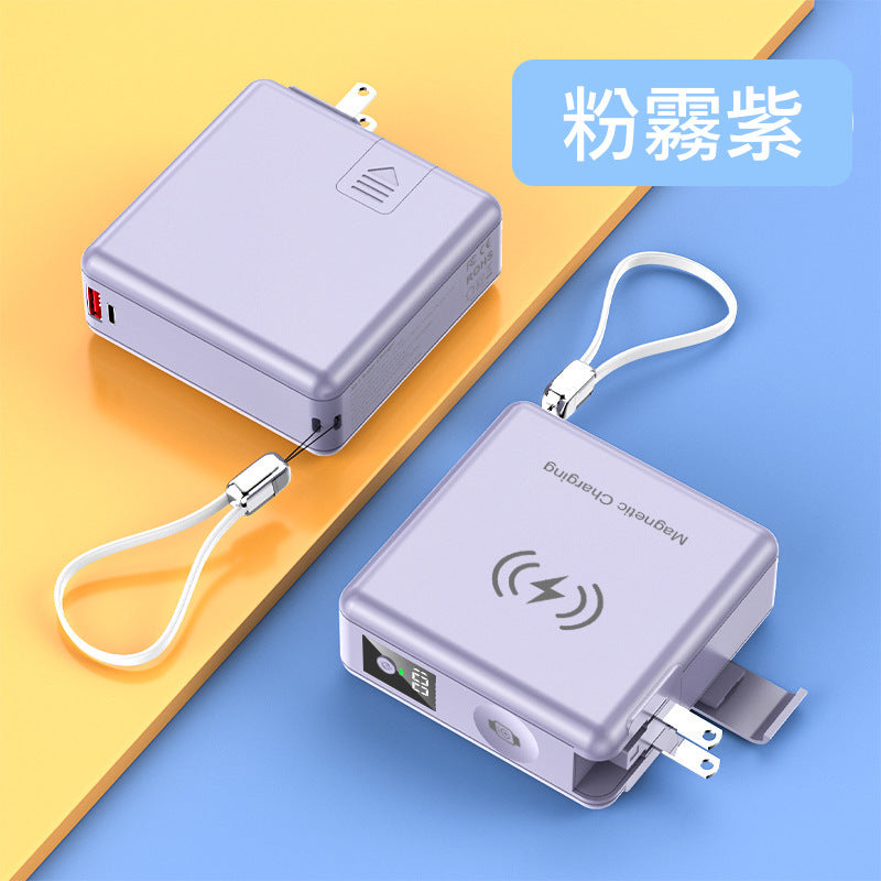 超級萬能器【六合一快充行動電源】（附贈2條掛繩充電線）22.5W 15000mAh大電量行動電源＋15W磁吸無線充電＋手錶充電器＋手機支架多孔快充頭