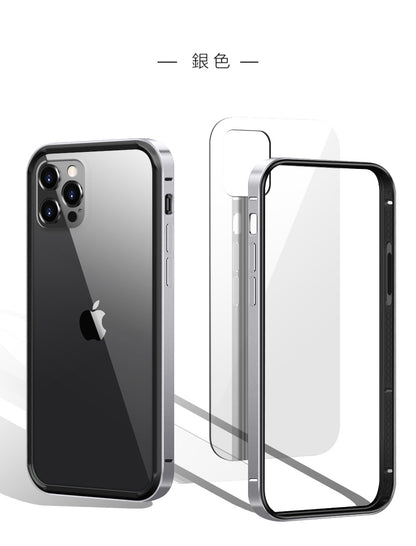 超值優惠組合iPhone12系列 【TRA CASE】金屬TPU防摔雙用殼～（玻璃貼含保固）防摔金屬邊框＋銀幕玻璃貼＋3D鏡頭貼