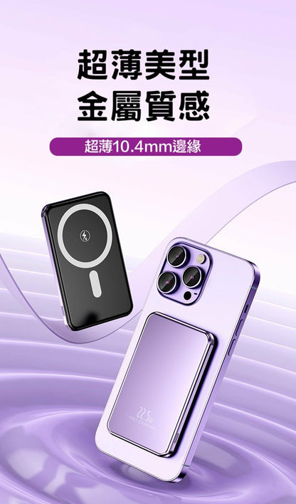 金屬超薄22.5W超級快充【20000/10000mAh磁吸無線行動電源】PD22.5W快充行動電源＋15W無線充電-支援QI無線、PD、ＱＣ等多種快充協議