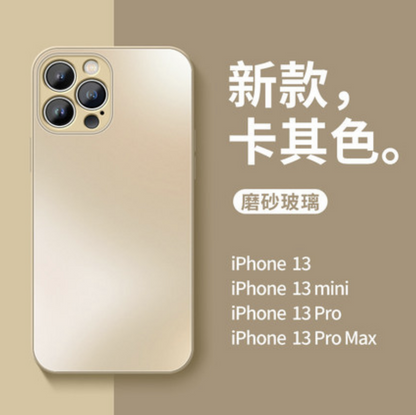 iPhone【原感殼】防摔殼～與IPhone原機相同玻璃顏色、質感，鏡頭全包覆， 磨砂玻璃TPU軟邊雙材質