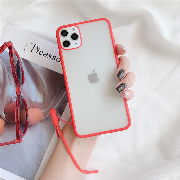 特價$299【馬卡龍吊繩磨砂防摔殼】簡約風格 iPhone11/11pro/11pro max/X/Xr/max/7/7+/8/8+