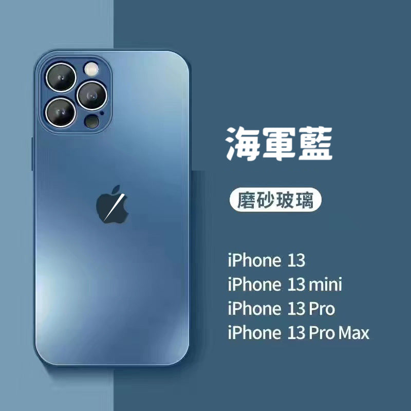 iPhone【原感殼】防摔殼～與IPhone原機相同玻璃顏色、質感，鏡頭全包覆， 磨砂玻璃TPU軟邊雙材質