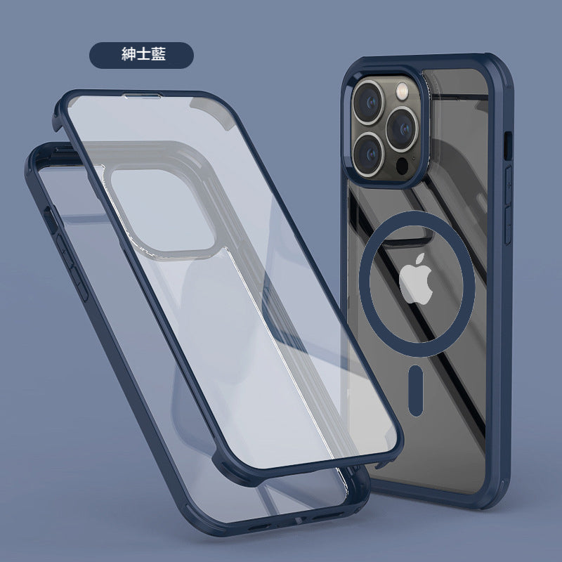 【360全包覆前後玻璃防摔殼】上下包覆，magsafe磁吸圈，/適用於 iPhone 14系列