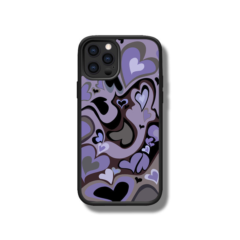 iPhone系列 【旋轉愛心】塗鴉彩繪系列防摔殼，共6色 黑邊TPU+鋁片二合一殼體 防摔、防塵、防刮花