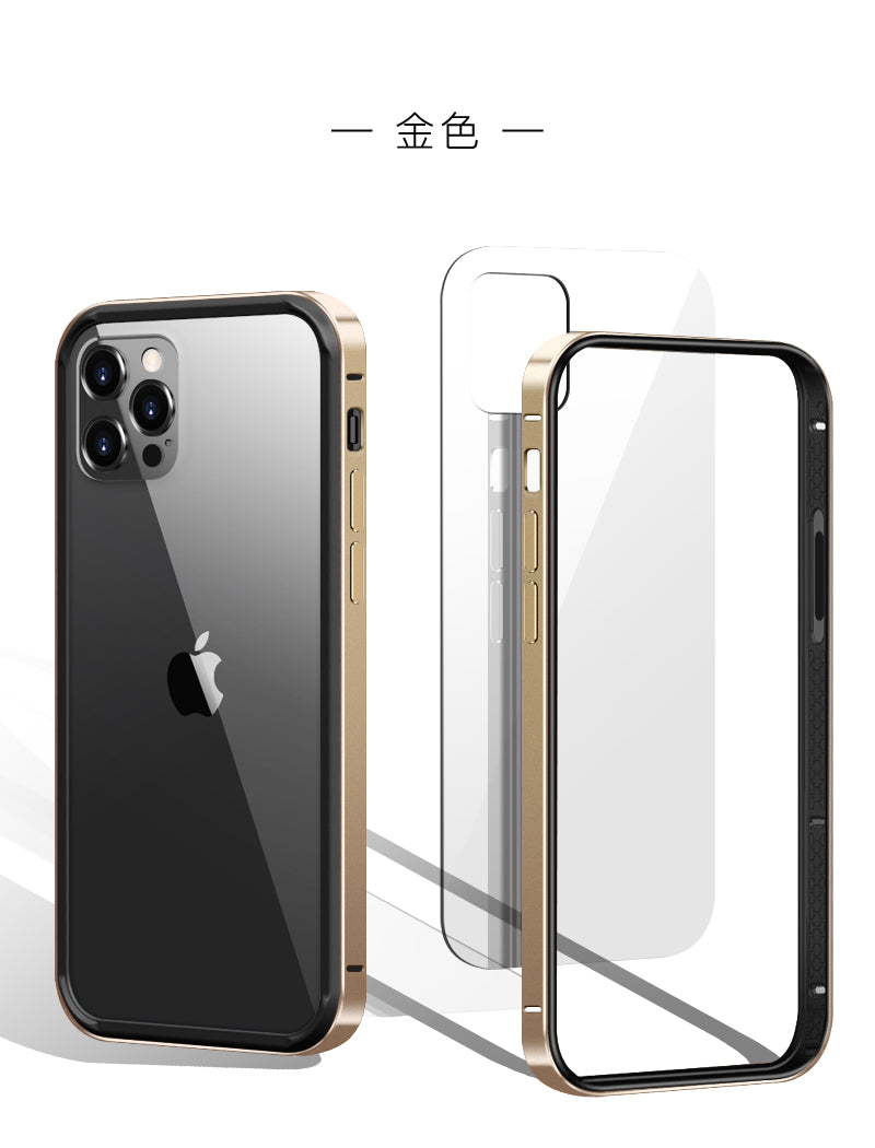 超值優惠組合iPhone12系列 【TRA CASE】金屬TPU防摔雙用殼～（玻璃貼含保固）防摔金屬邊框＋銀幕玻璃貼＋3D鏡頭貼