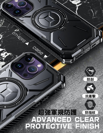 雙層加固【360°旋轉支架 防摔殼】 旋轉 磁吸支架指環支架 適用於 iPhone 16系列15系列14系列13系列12系列