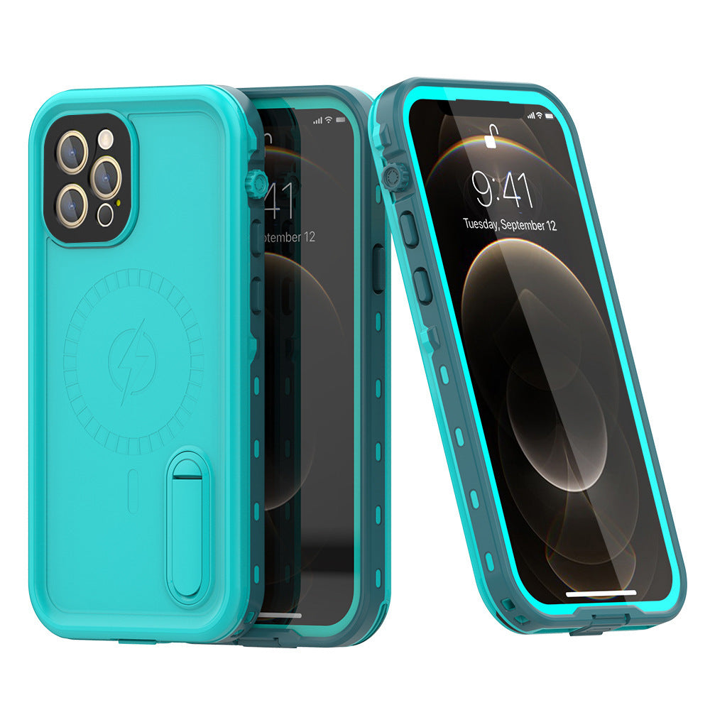 Vp吸血鬼【 X9 magsafe磁吸支架防水盾】iPhone 13系列/12系列 全新磁吸防水殼IP68 軍規防摔+深度3公尺潛水1小時