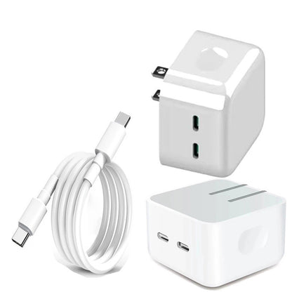 【 GaN氮化鎵35W雙孔type-c PD快充配套組合】35W雙孔Type-C充電頭 充電器 PD快充 適用蘋果iPhone iPad Macbook