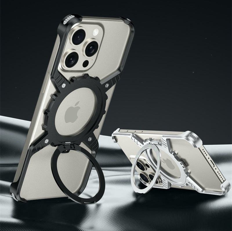 iPhone【X龐克機械齒輪框】 Magsafe磁吸360度旋轉金屬+鋁合金邊框