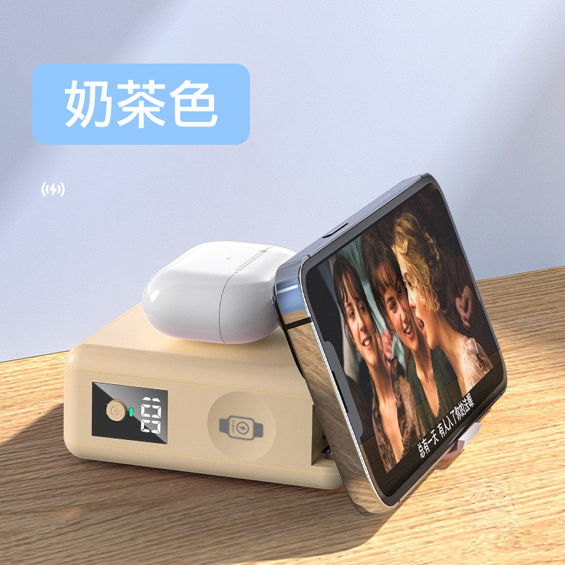 超級萬能器【六合一快充行動電源】（附贈2條掛繩充電線）22.5W 15000mAh大電量行動電源＋15W磁吸無線充電＋手錶充電器＋手機支架多孔快充頭
