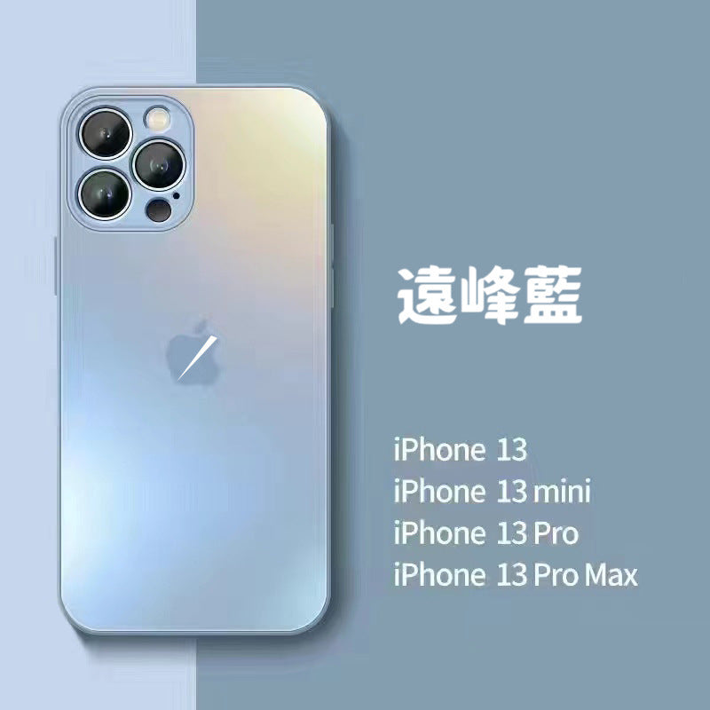 iPhone14系列【原感殼】防摔殼～與IPhone原機相同玻璃顏色、質感，鏡頭全包覆， 磨砂玻璃TPU軟邊雙材質