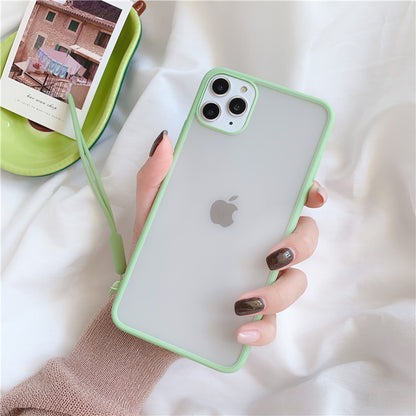 特價$299【馬卡龍吊繩磨砂防摔殼】簡約風格 iPhone11/11pro/11pro max/X/Xr/max/7/7+/8/8+