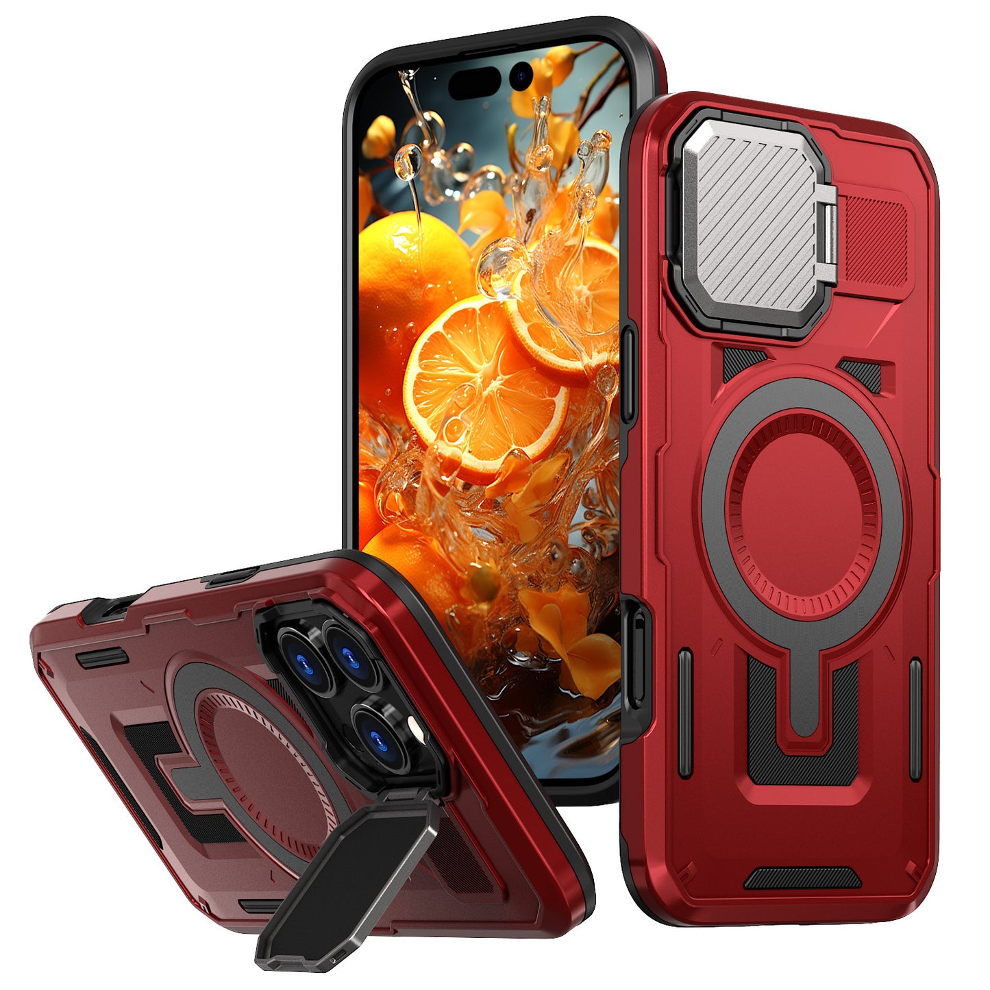 【金屬鏡頭翻蓋支架 軍規防摔殼】 金屬鏡頭 全面保護  適用於 iPhone17系列16系列15系列14系列13系列12系列