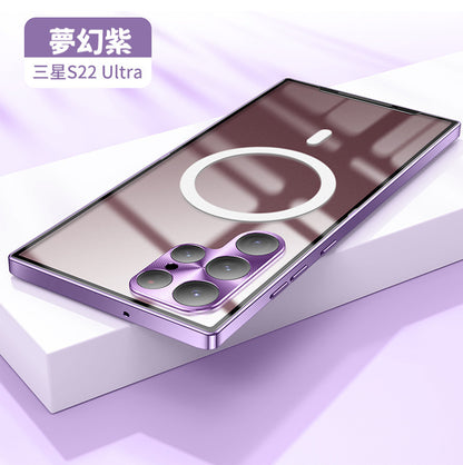 鋼盾 三星S25系列S24S23系列S22系列S21系列 【金屬邊框磨砂殼】4K鏡頭全包＋鋁合金邊框＋磨砂防髒背板 配置magsafe磁吸圈 S23/S23ultra/S23+/S22ultra/S22/S22+/S21/S21ultra/S21+