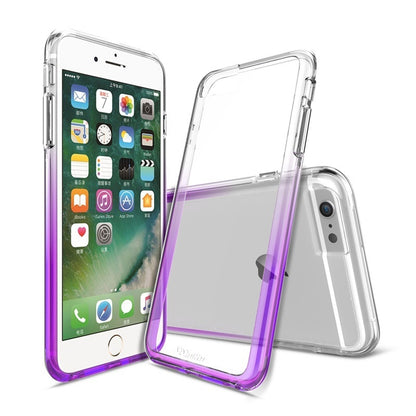 超值優惠組合【漸層彩虹殼 Rainbow case】 iPhone 8 / 8PLUS / 7 / 7PLUS 雙層透明/防摔TPU+PC材質（內含：彩虹殼x1 ＋ 3D康寧滿版玻璃貼＋馬卡龍鏡頭保護套＋HOME鍵環）