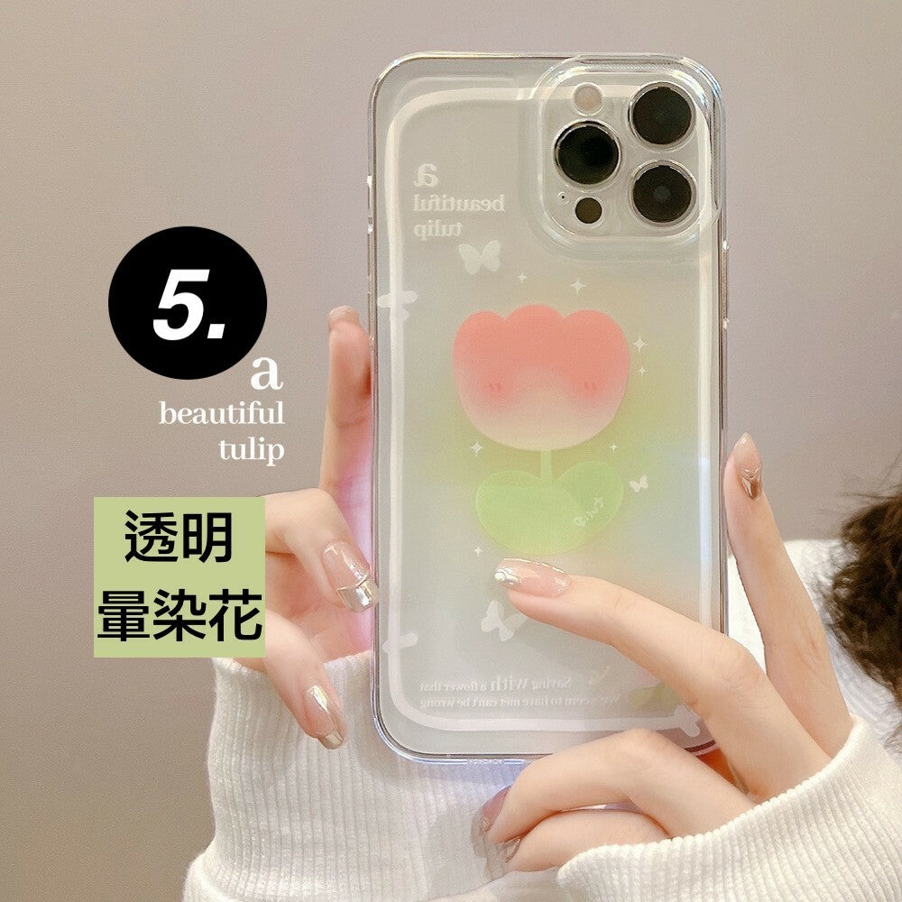 iPhone系列【太空彩繪透明殼】花卉系列～晶瓷防摔殼體，精緻彩繪共9款