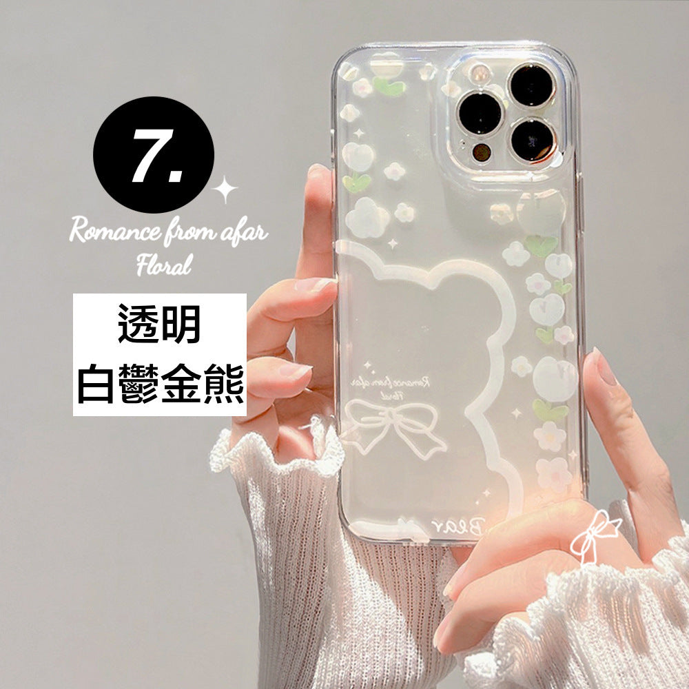 iPhone系列【太空彩繪透明殼】花卉系列～晶瓷防摔殼體，精緻彩繪共9款