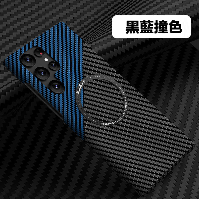 【碳纖紋撞色磁吸殼】三星S24系列S23系列S22系列 極致輕薄防摔殼