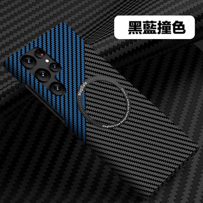 【碳纖紋撞色磁吸殼】三星S24系列S23系列S22系列 極致輕薄防摔殼